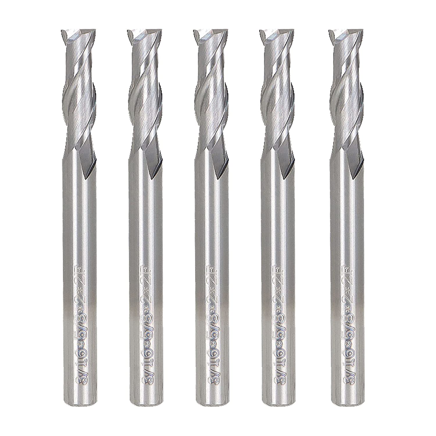 EPOTOOR 5Pcs 3/16 Inch Helix Carbide End Mill 2 Flute 30 Degree CNC ...