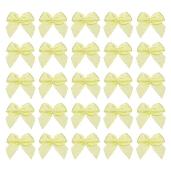 60 Pcs Mini Ribbon Bow 3/4" Mini Fabric Satin Ribbon Flower Bows for Craft DIY Sewing Wedding Birthday Party, Yellow