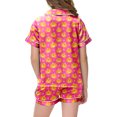 thumbnail image 5 of KPOPLK Girls Satin Silk Sleepwear Outfit Halloween Short Sleeve Button Down Pajamas and Shorts 2Pcs Jammies,Size 6-7 Years, 5 of 5