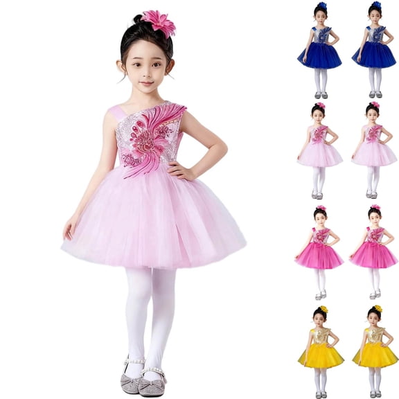 breaise Toddler Ballet Leotards for Girls Glitter Tulle Dress Ruffle Sleeve Tutu Dresses One Piece Outfits