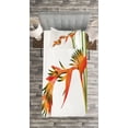 thumbnail image 3 of Ambesonne Floral Quilted Bedspread Set 2 Pcs, Exotic Flower Branch, Twin Size, Green Orange, 3 of 3