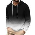 thumbnail image 2 of Big & Tall Flannel Hoodies for Men Plus Size S-4X Fleece Sherpa Sweatshirts with Pocket Long Sleeve Pullover Gradient Printed Thermal Workout Hoodie, 2 of 5