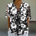 thumbnail image 5 of Youyipin Womens Tops Women'S Non Positioning Printed V-Neck Button Short Sleeved Tied Loose T-Shirt Fashionable Business Casual Tops For Women, 5 of 7