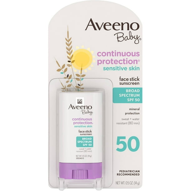 AVEENO Baby Continuous Protection Face Stick Sunscreen SPF 50, 0.5 oz