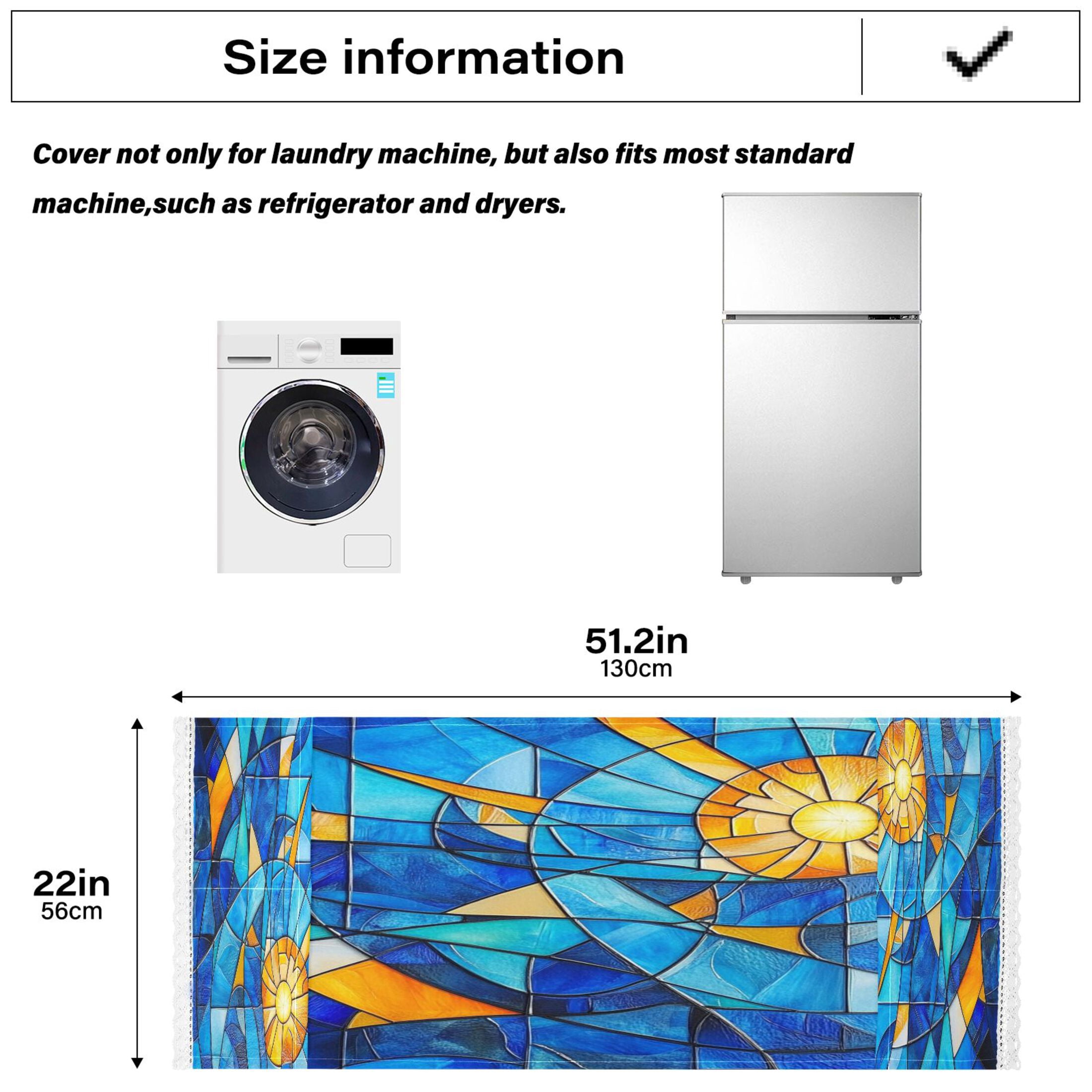 WOBOGO Blue Glass Sun Pattern Washing Machine Cloth Dryer Refrigerator Top Cover Protective Non-Slip Mat For Kitchen Laundry