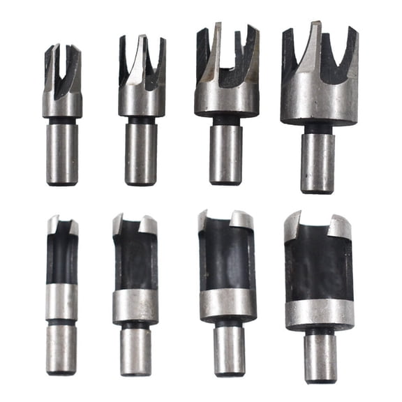 EPOTOOR 8Pcs Drill Bit Set Wood Plug Hole Cutter Dowel Maker Cutting Shank Carbon Steel