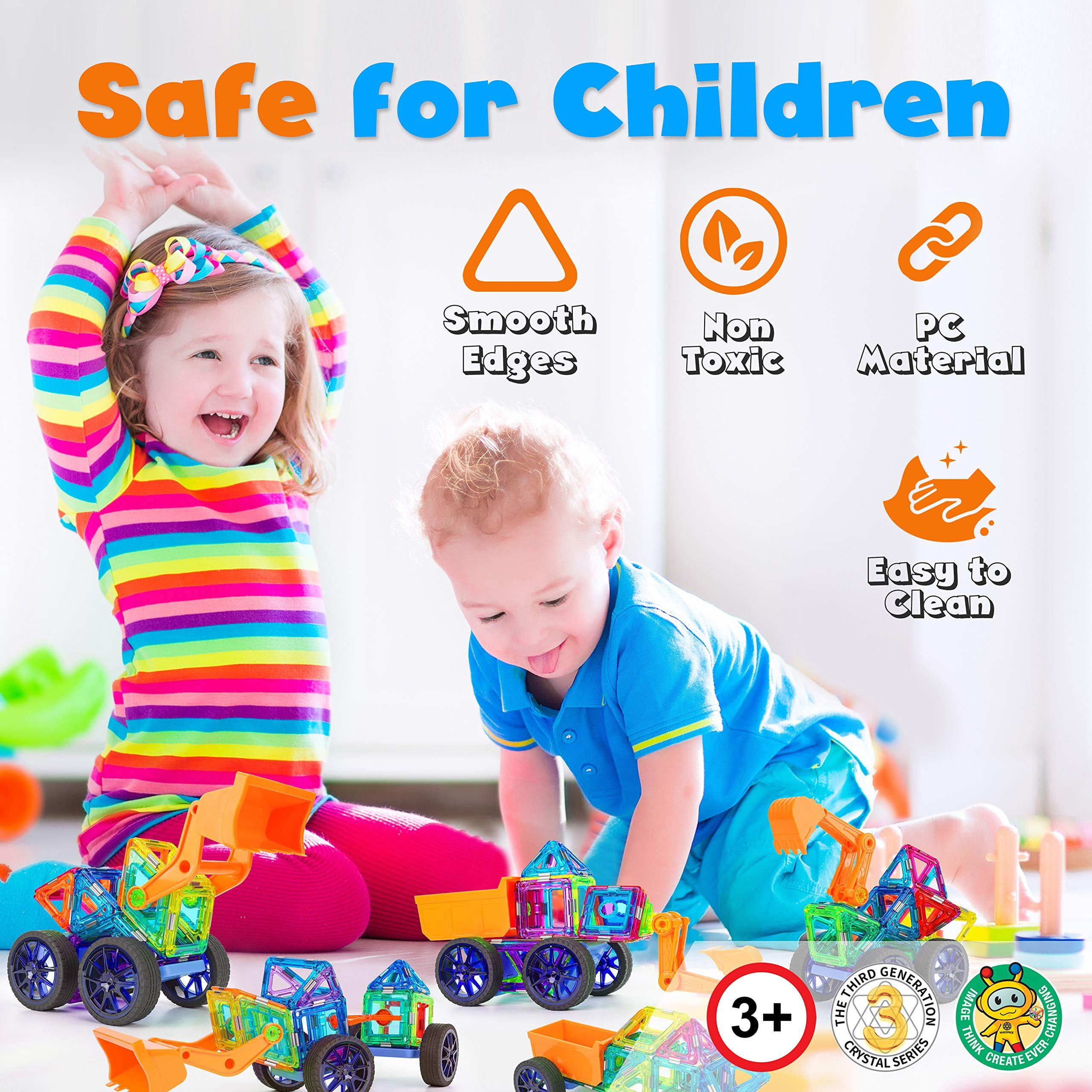 Hurtle HURWHEL2 - Magnetic Blocks Wheels Set - Compatible with Other Brands of Standard Size Magnetic Tiles, Magnetic Toys Wheels Bases for Kids/Toddlers (2 pcs.)