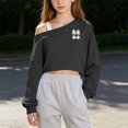 thumbnail image 2 of Edvintorg Girls' Fashion Hoodies & Sweatshirts Long Sleeve Cropped Sweatshirt One Shoulder Loose Casual Pullover Top Girls Clothing Size 5-15, 2 of 7
