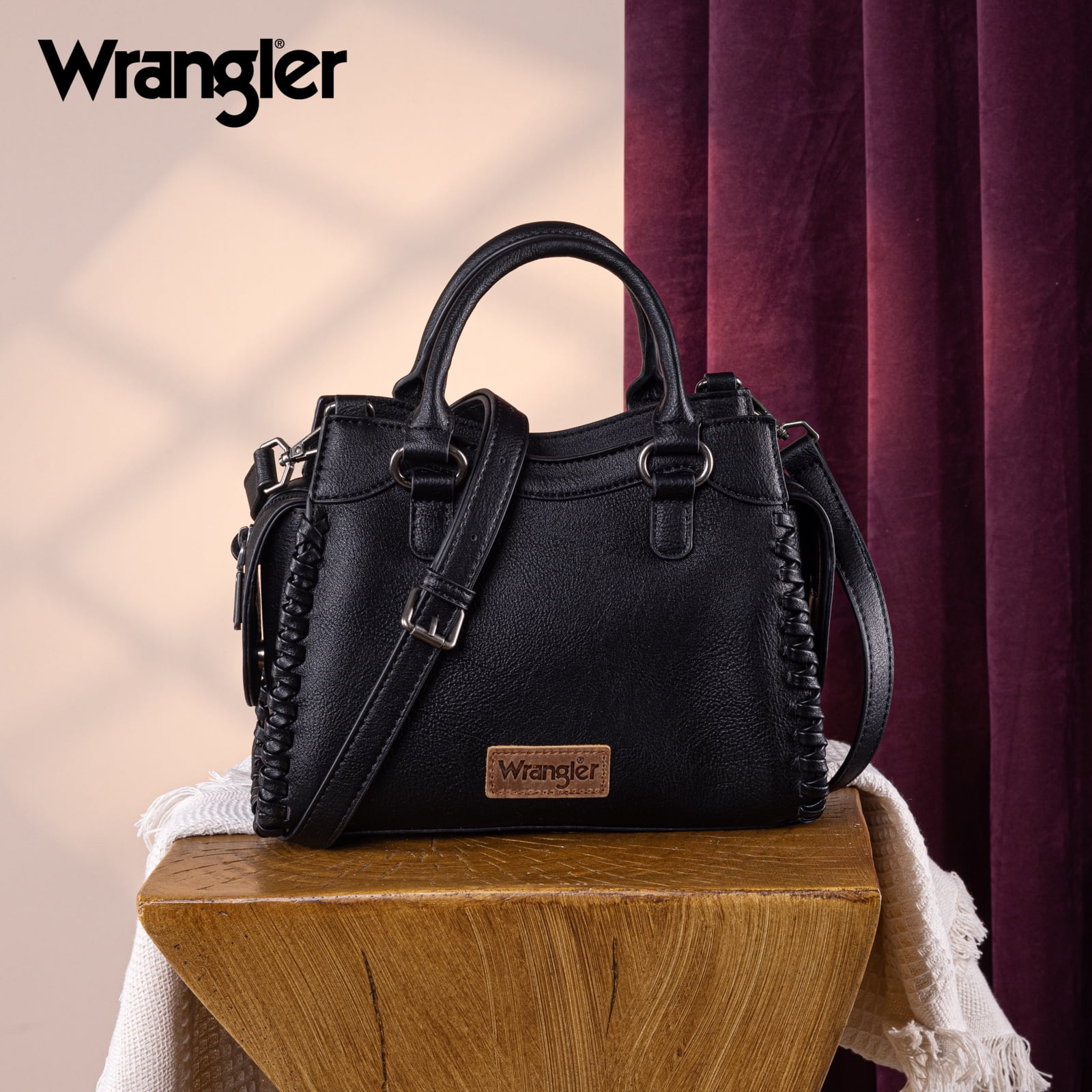 Wrangler Purses for Women Carry All Handbags Small Crossbody Purses with Zipper, Black
