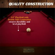 7.5 ft Billiard Pool Table with Cue Rack, Dartboard, and Game Accessories, Burgundy, by Barrington Billiards