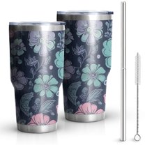 30oz Pioneer Flower Tumblers Stainless Steel Tumbler with Lid and Straw,Vacuum Insulated Double Wall Travel Tumbler Cups Mug with Cleaning Brush for Coffee,Tea