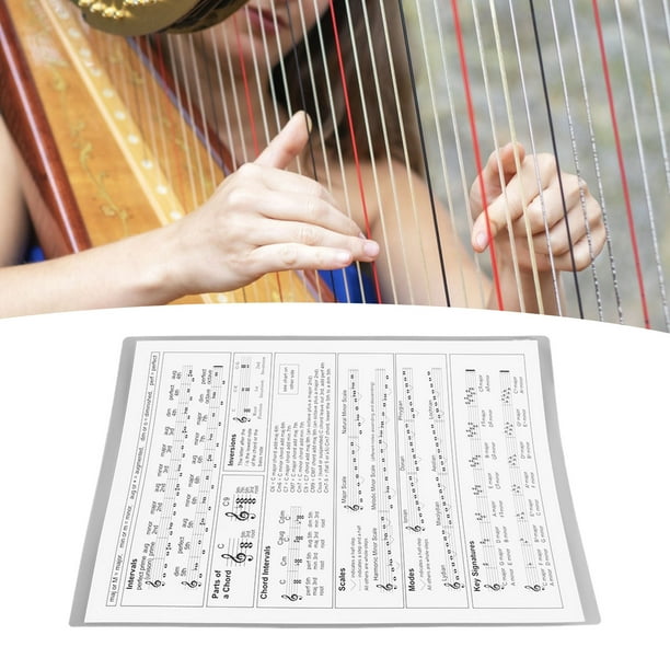 Harp Chord Chart Coated Paper Quick Reference Chord Chart Practice