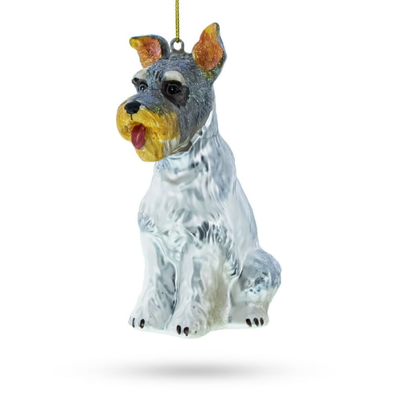 Schnauzer Sitting Pretty Glass Christmas Ornament