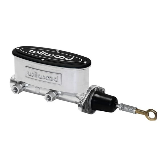 Wilwood 260-14157-P Tandem Outlet Aluminum Master Cylinder With Pushrod, 15/16" Bore, Media Burnished Finish, Compatible with 1965 1966 1967 1968 1969 1970 1971 1972 Ford MustanG