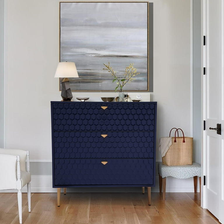 Boyel Living 3 Drawer Dresser for Bedroom, Chest of Drawer, Blue Accent  Dresser for Living Room - Walmart.com