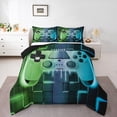 thumbnail image 2 of Green Teal Gaming Comforter Set - Gamer Comforter Twin Bedding Sets , Neon Lights Abstract Geometry Design Gamer Room Decor, 2 of 6