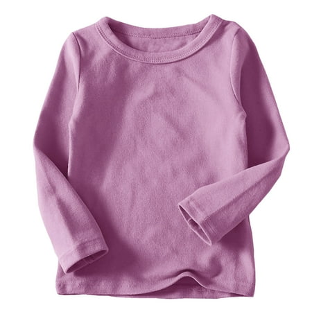 

Hngshg Unisex Baby Cotton Tee Shirts Boy Girl Crewneck Pullover Tops Kids Plain Long Sleeve Casual T-Shirts