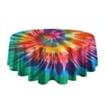 thumbnail image 5 of Colorful Rainbow Tie Dye Spiral Pattern Round Tablecloth 60"x60",Wrinkle Wipeable Table Cloth for Kitchen Dining Room Picnic Patio Party, 5 of 6