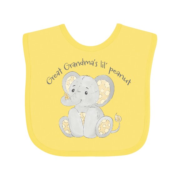 Inktastic Great Grandma's Lil' Peanut Polka Dot Elephant Boys or Girls Baby Bib