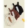 thumbnail image 3 of Elippeo Baby Boys Girls Overalls Sleeveless Football Embroidery Rompers Newborn Summer Fall Outfit 3 6 9 12 Months, 3 of 9