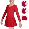 thumbnail image 1 of Conjuntos de blusas y camisas de cuello redondo y manga larga Ropa de baile para niñas Vestido de práctica de red con lentejuelas de manga larga con espalda en forma de corazón Conjunto de dos piezas, 1 of 8