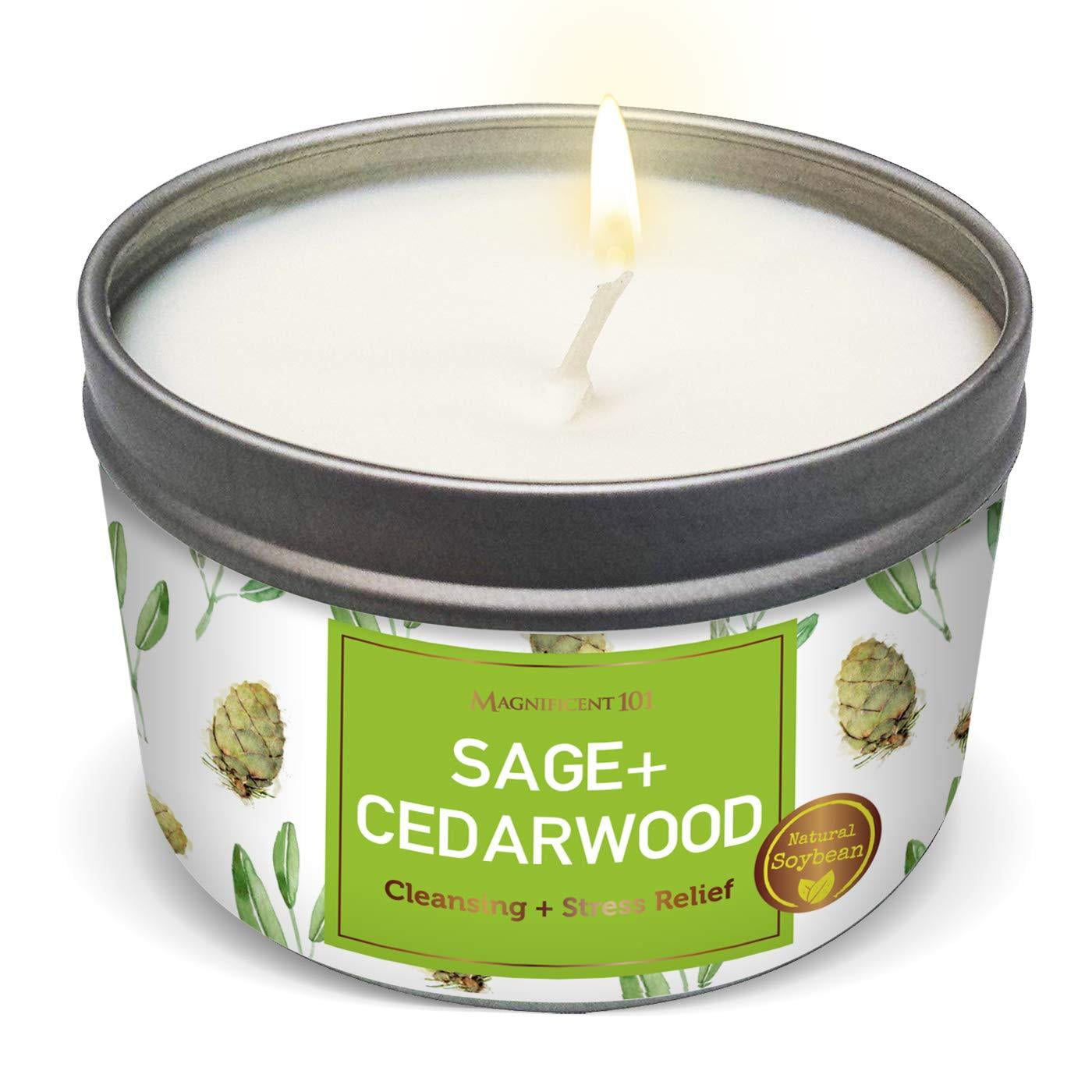 SAGE + Cedarwood Aromatherapy Candle for House Energy Cleansing and