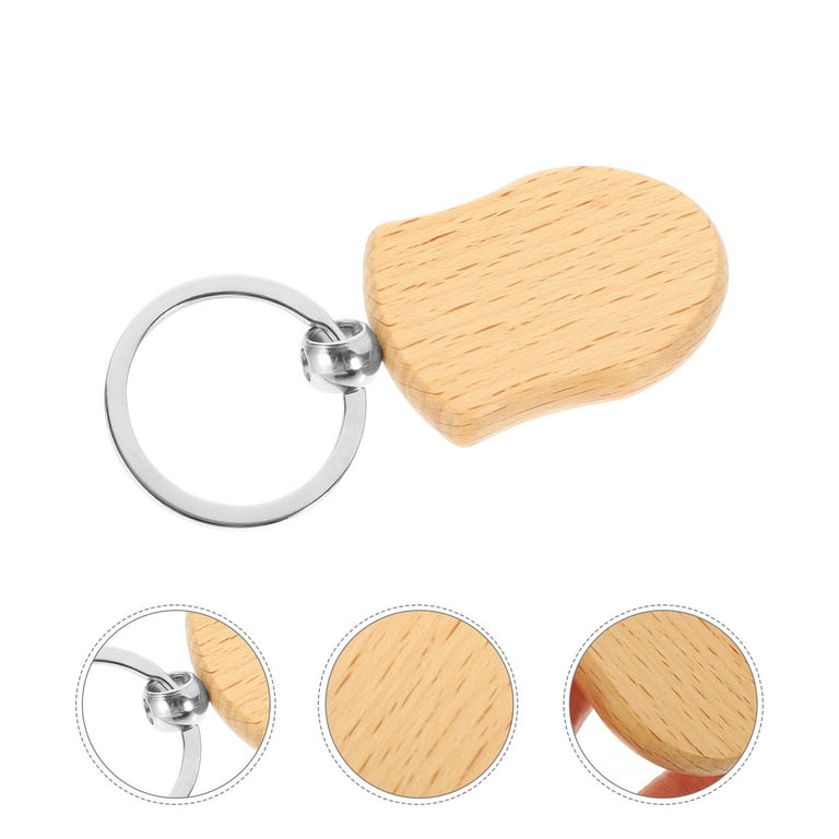 6pcs Wood Keychain Blank Wood Keychain Blanks Wooden Key Ring Crafts  Keychain Engravable Wood Pendent 