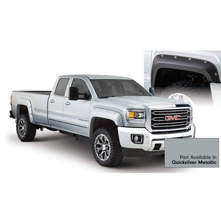 Bushwacker by RealTruck Pocket/Rivet Style Color-Matched Front & Rear Fender Flares | 4-Piece Set, Quicksilver Metallic, Smooth Finish | 40974-54 | Compatible with 2016-2018 GMC Sierra 1500 Clearance