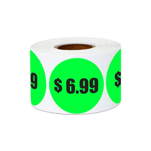 1.5" Round 6.99 Six Dollars & 99 Cents Pricing Stickers Labels for