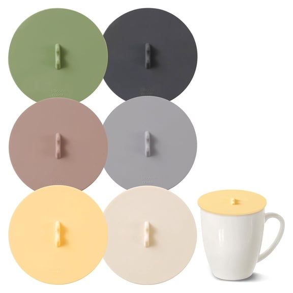 6 Pack Silicone Cup Lids Silicone Cup Covers 6 Color Design Anti-dust Airtight Seal Lids for Mugs, Tea Cups, Coffee Cup (Cup not included)
