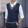 thumbnail image 2 of Men's Sweater Vest Slim Fit Casual Knit Sleeveless Pullover, Warm Winter Layering Stretchable Lightweight Soft Yarn Crew Neck Top – Plus Size Loose Fit Business Casual Formal Vest, 2 of 4