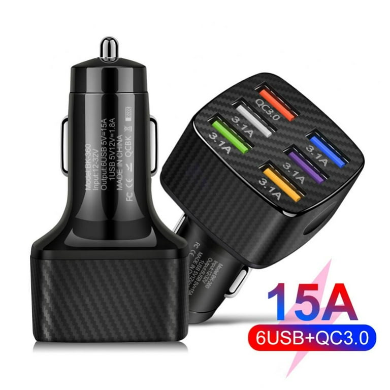 6 Port USB Car Charger QC3.0 Fast Charging 6 USB Car Charger Adapter