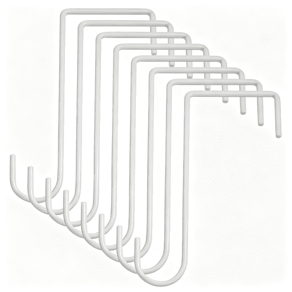HBMYN 8 Pack Vinyl Fence Hooks 3 x 8 Inches,White Patio Hooks|Fence Hook Hangers for Indoor & Outdoor Hanging Plants,String Lights,Bird Feeder,Pool Equipment