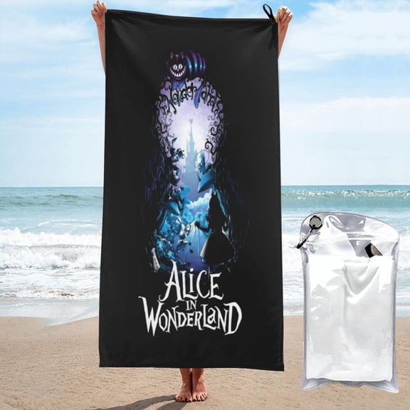 Alice in Wonden-Lan Beach Towels Bathroom Towel Lightweight Microfiber Quick Dry Swim Towel for Camping/Travel 27.5"X55"