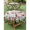 thumbnail image 5 of Outdoor Tablecloth with Umbrella Hole Zipper Colorful Floral Round Tablecloth 54" Waterproof Outside Table Cloth Botanical Garden Flowers Patio Table Cover Tablecloths for Picnic Party, 5 of 8