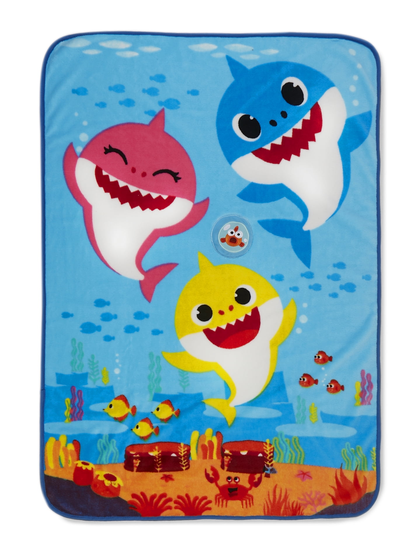 Official Baby Shark Flannel Fleece Blanket Bed Throw Underwater Shark Family 