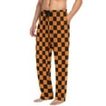 thumbnail image 5 of joogoo Men's Pajama Pants Orange Checkered Grid Pattern Soft Long Sleep Lounge Pjs Bottoms 2XL, 5 of 7