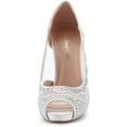 thumbnail image 4 of DREAM PAIRS Women's Peep Toe Wedding Party Glitter High Heels Dress Pump Shoes DIVINE-01 WHITE Size 6.5, 4 of 4