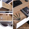 thumbnail image 5 of JJS Home Office Writing Desk with Drawers, Modern Computer Study Wooden Desk Table Laptop PC Workstation with Storage, Mid Century Oak, 5 of 6