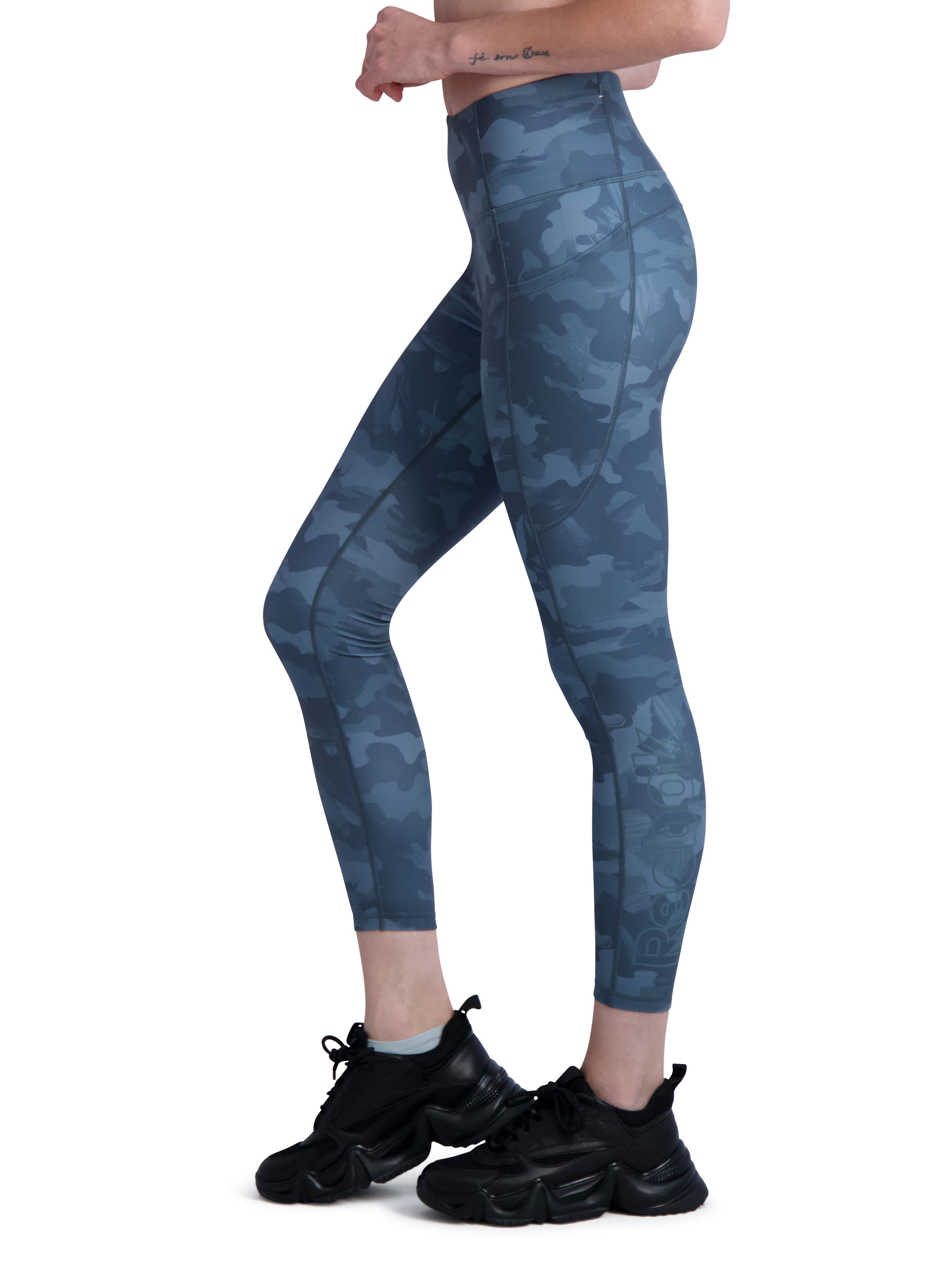 Reebok Women's Camo Print High Rise 7/8 Leggings with Side Pockets