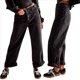thumbnail image 3 of Pantalones Vaqueros de Mujer, Cintura Alta, Pierna Recta, Holgados, Estilo Boyfriend, Pantalones Cargo de Moda 2025. Negro S, 3 of 8