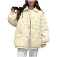 thumbnail image 2 of Ftwytp Womens Casual Loose Short Winter Quilted Cotton-padded Jacket Stand-up Collar Button Front Coat With Pockets Solid Color Oversized Jacket, 2 of 7