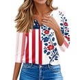thumbnail image 4 of 4th of July Shirts for Women 3/4 Sleeve T Shirts Loose American Flag Print Tops USA 250th Anniversary Celebration Party Pullover Independence Day Patriotic V Neck Blouses Light Blue S, 4 of 6