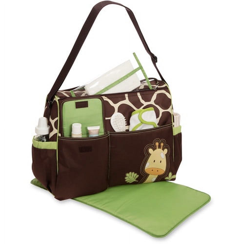 Baby Boom Adjustable Shoulder Strap Inside Pockets Stylish Messenger Diaper Bags, Brown