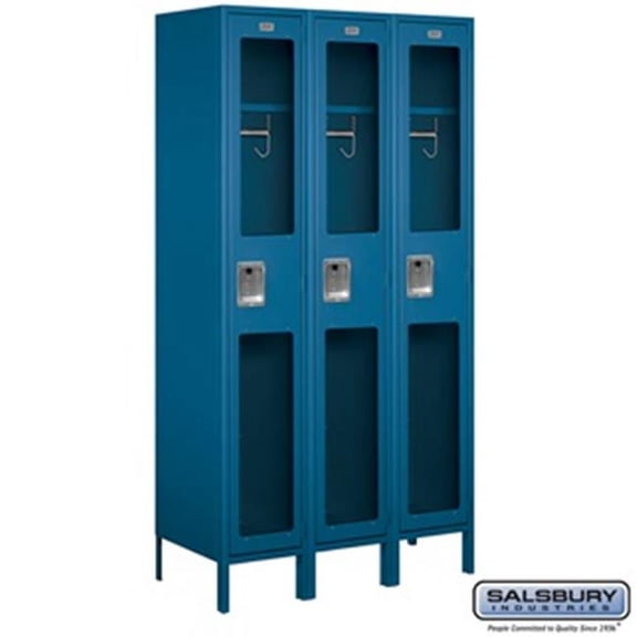 Salsbury S-51368BL-A 3 x 6 x 18 in. Single Tier Extra Wide See Through Metal Locker, Blue - Assembled