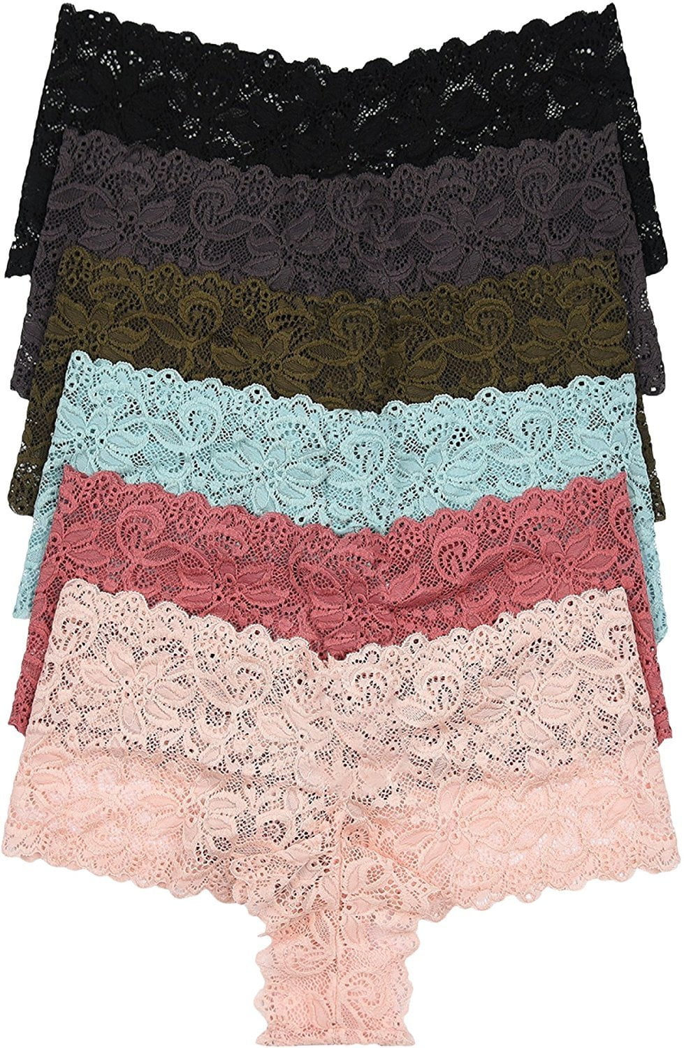 ToBeInStyle Women's Pack Of 6 Plus Size Full Lace Hipster Briefs - Walmart.com