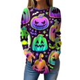 thumbnail image 2 of YVNAURA Womens Halloween Crewneck Sweatshirts Long Sleeve Pullover Tops Cute Pumpkin Bat Graphic Shirts Fall Oversized Loose Fit Vintage Spooky Season Holiday Party OutfitsRose Gold, 2 of 5
