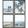 thumbnail image 3 of PixonSign 4 PCS Posters Office White Surfboard Tropical Palm Tree Beach Shore Prints Nature Realism Landscape Wall Art Multicolor Natural Room Decor for Living Room, Bedroom - 12"x16" Black, 3 of 5