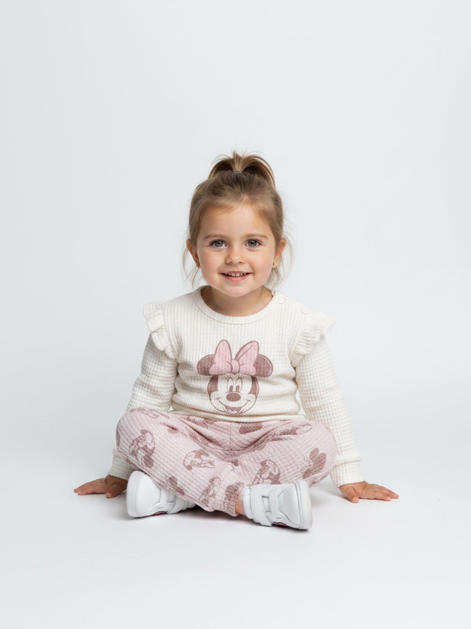 Minnie Mouse Baby Girls Waffle Knit Top and Pants Set, 2-Piece, Sizes 0M-24M