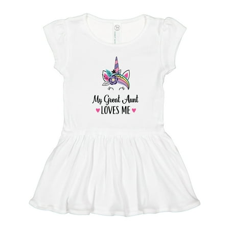

Inktastic My Great Aunt Loves Me Unicorn Niece Girls Toddler Dress